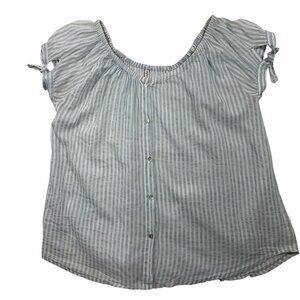 off-the shoulder blue & white stripped shirt. Size: extra large by Blend…